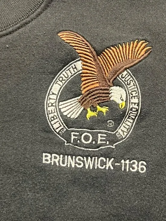 Vintage 90s Brunswick MD Fraternal Order Of Eagles Black Sweatshirt XXL - Picture 3 of 7